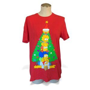 The Simpsons Christmas Tree Graphic T-Shirt Red Old Navy Medium